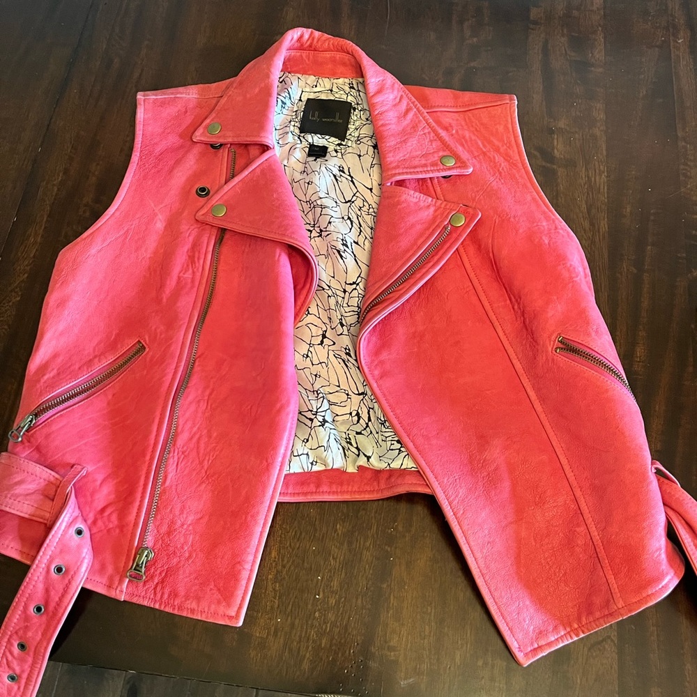 kelly wearstler leather pink vest.